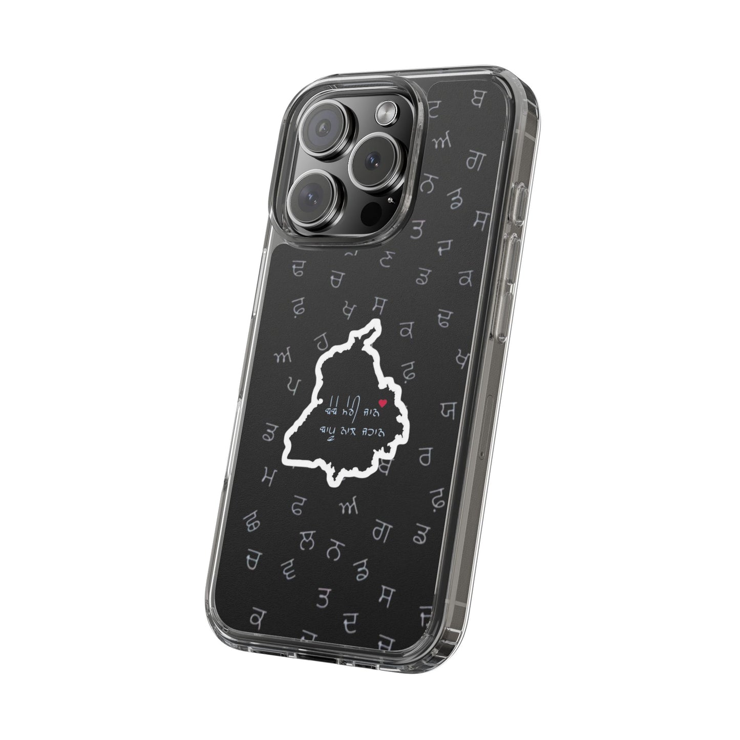 Clear Phone Case — Punjabi Gurmukhi Script Map Design