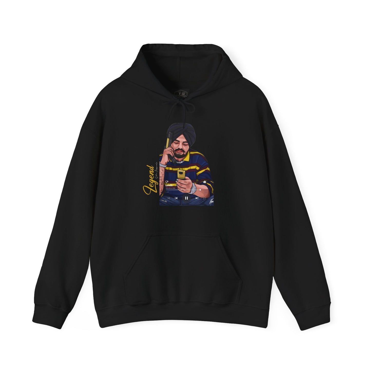 Sidhu Moosewala Hoodie – “Never Fold, Never Back Down” Graphic Pullover