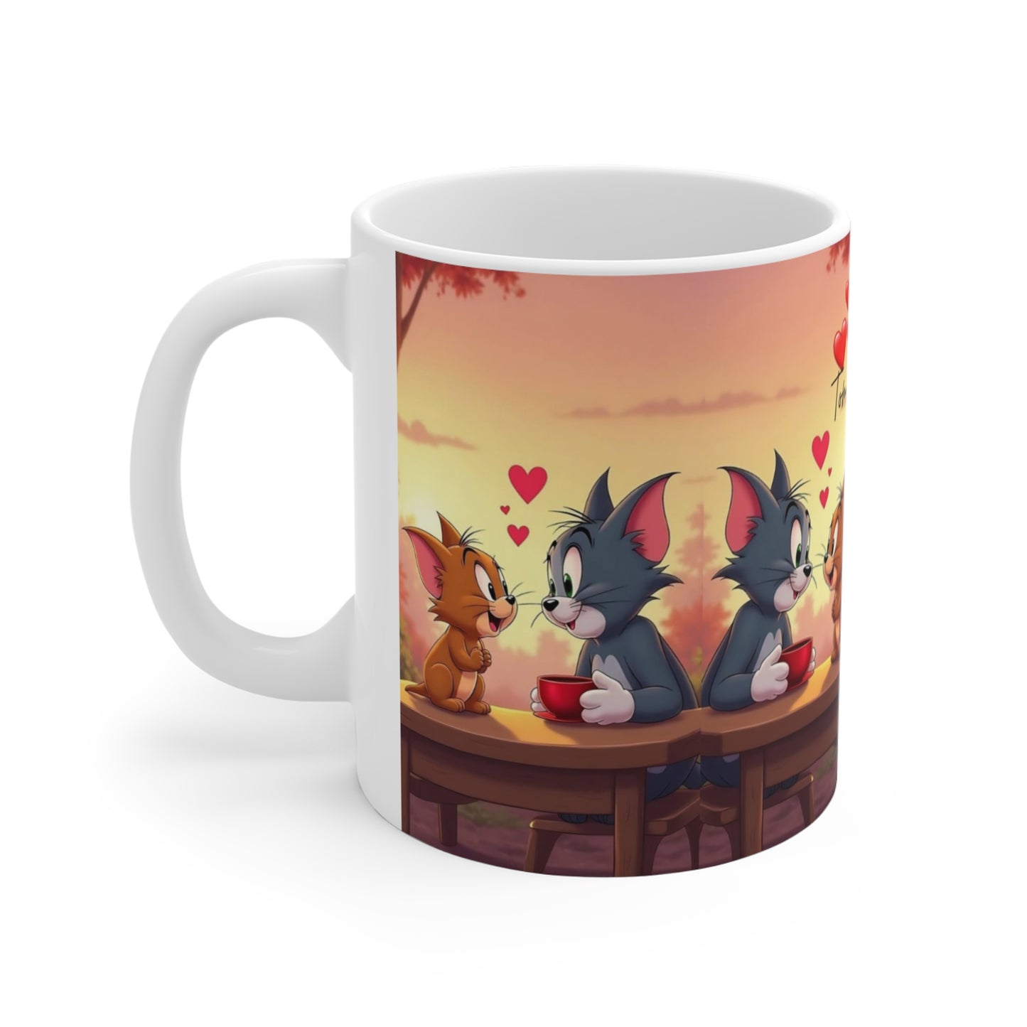 Tom & Jerry Couples Coffee Mug — Cute Romantic 11oz Ceramic Mug