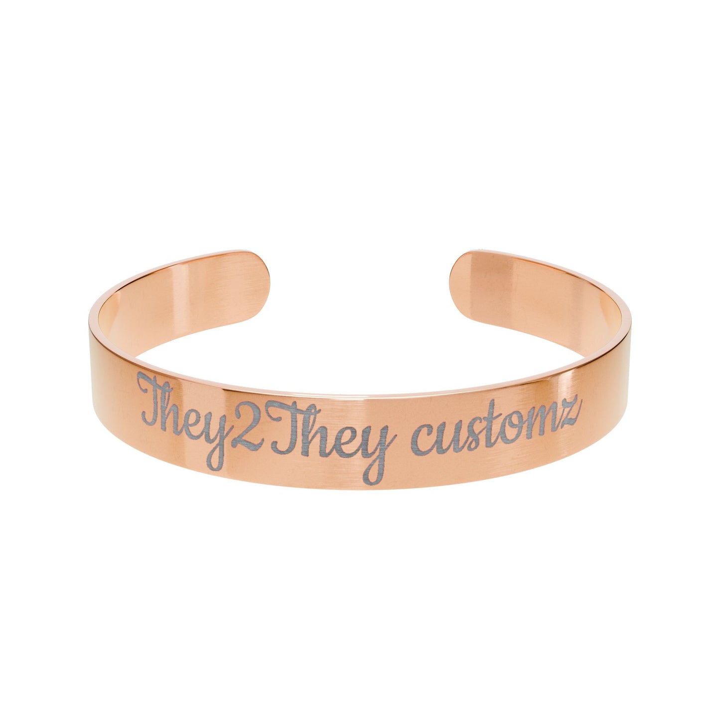 Engraved Rose Gold Cuff Bracelet — Custom Name/Message Personalized Jewelry