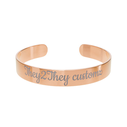 Engraved Rose Gold Cuff Bracelet — Custom Name/Message Personalized Jewelry