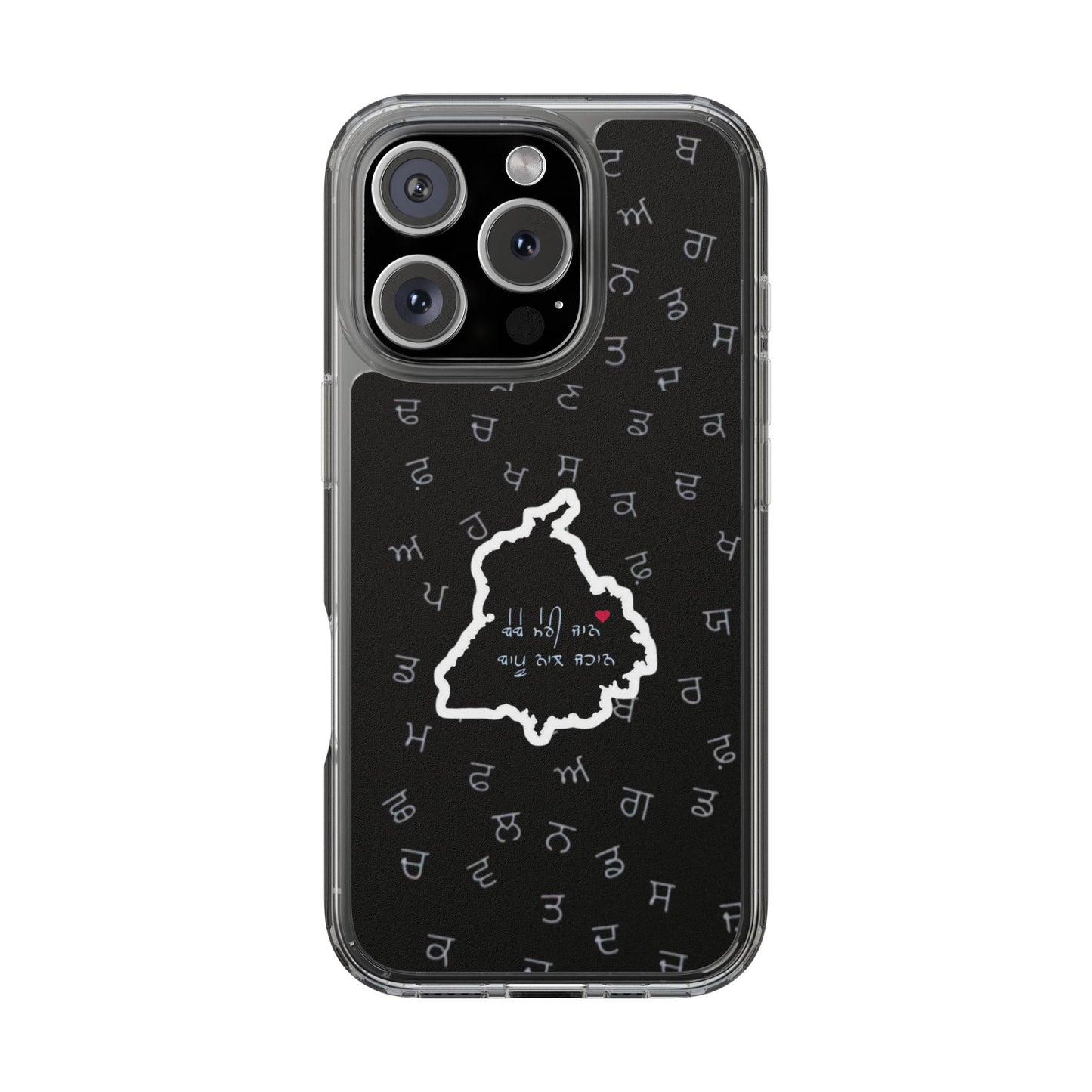 Clear Phone Case — Punjabi Gurmukhi Script Map Design