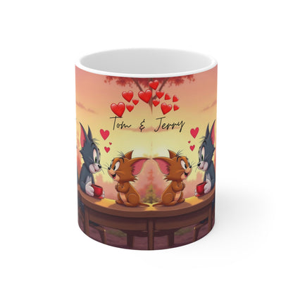 Tom & Jerry Couples Coffee Mug — Cute Romantic 11oz Ceramic Mug